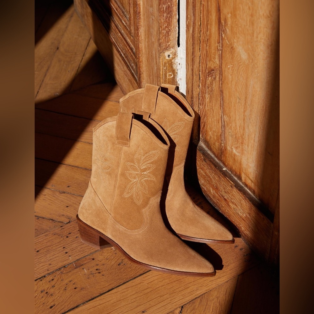 Sézane Penelope Boots Beige Suede 38